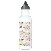 Rosa Blume, rosa Rosen, Aquarellfarben-Blume Edelstahlflasche (Links)