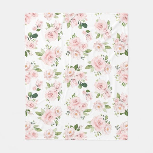 Rosa Blume, rosa Rosen, Aquarellfarben-Blume Fleecedecke (Vorderseite)