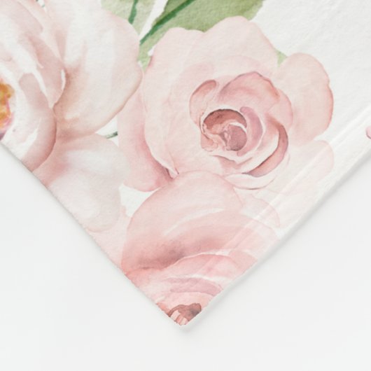 Rosa Blume, rosa Rosen, Aquarellfarben-Blume Fleecedecke (Ecke)