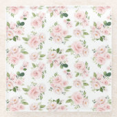 Rosa Blume, rosa Rosen, Aquarellfarben-Blume Glasuntersetzer (Vorderseite)