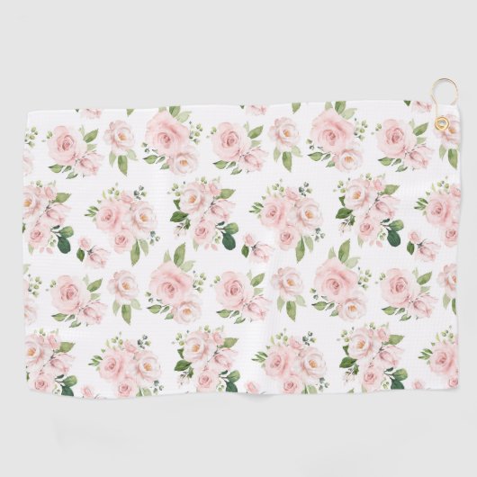 Rosa Blume, rosa Rosen, Aquarellfarben-Blume Golfhandtuch (Horizontal)