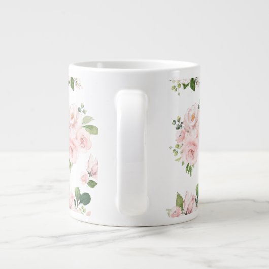 Rosa Blume, rosa Rosen, Aquarellfarben-Blume Jumbo-Tasse (Rückseite)