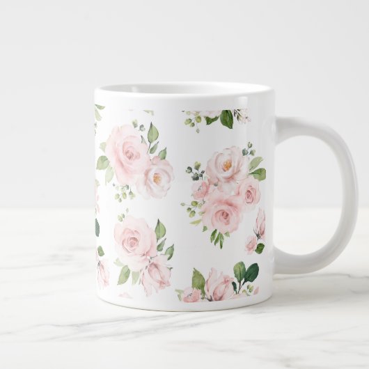 Rosa Blume, rosa Rosen, Aquarellfarben-Blume Jumbo-Tasse (Rechts)