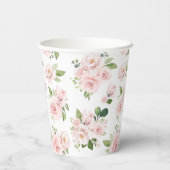 Rosa Blume, rosa Rosen, Aquarellfarben-Blume Pappbecher (Rückseite)