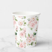 Rosa Blume, rosa Rosen, Aquarellfarben-Blume Pappbecher (Rechts)