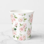 Rosa Blume, rosa Rosen, Aquarellfarben-Blume Pappbecher (Vorderseite)