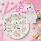 Rosa Blume, rosa Rosen, Aquarellfarben-Blume Pappteller (Party)