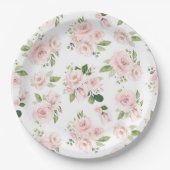 Rosa Blume, rosa Rosen, Aquarellfarben-Blume Pappteller (Vorderseite)