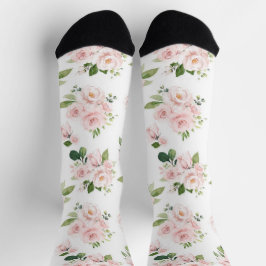 Rosa Blume, rosa Rosen, Aquarellfarben-Blume Socken