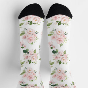Rosa Blume, rosa Rosen, Aquarellfarben-Blume Socken