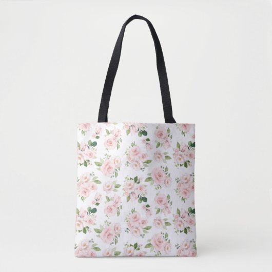 Rosa Blume, rosa Rosen, Aquarellfarben-Blume Tasche (Vorderseite)