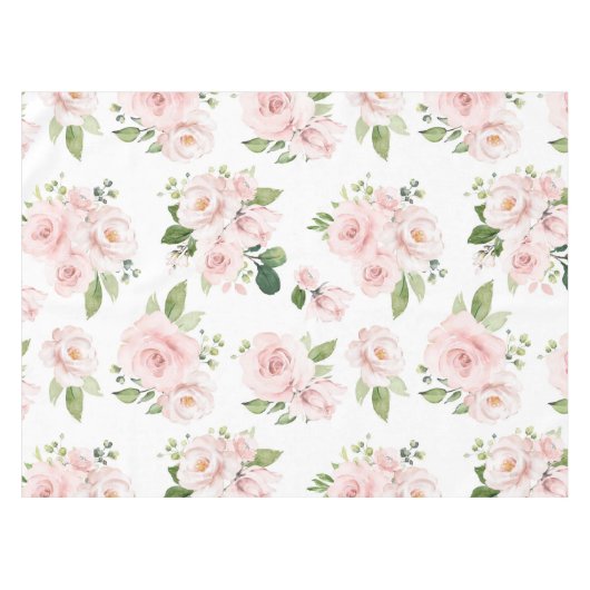 Rosa Blume, rosa Rosen, Aquarellfarben-Blume Tischdecke (Vorderseite (Horizontal))