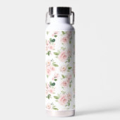 Rosa Blume, rosa Rosen, Aquarellfarben-Blume Trinkflasche (Vorne)