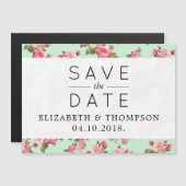 Rosa Blume, rosa Rosen, Save the Date blumenreich Magneteinladung (Vorne/Hinten)