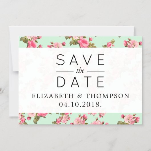 Rosa Blume, rosa Rosen, Save the Date blumenreich Magneteinladung (Vorderseite)