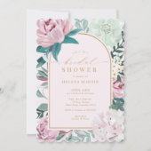 Rosa Blume Rosa Schwarz Brautparty Einladung (Vorderseite)