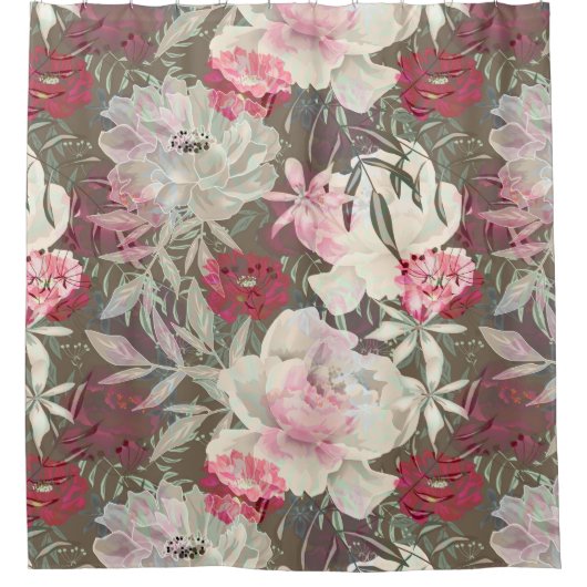 Rosa Blume Rosa Zitronen Blumenstrauß Duschvorhang (Vorderseite)