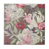 Rosa Blume Rosa Zitronen Blumenstrauß Fliese (Vorderseite)