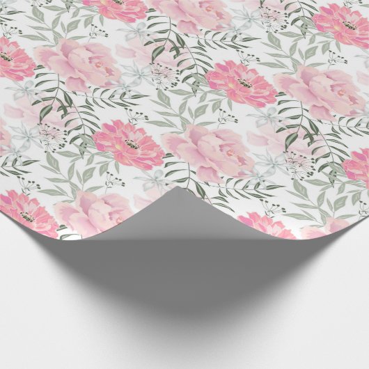 Rosa Blume Rosa Zitronen Blumenstrauß Geschenkpapier (Ecke)