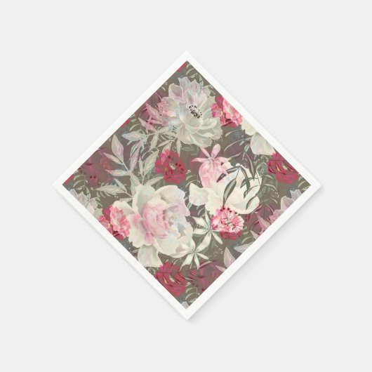 Rosa Blume Rosa Zitronen Blumenstrauß Serviette (Ecke)