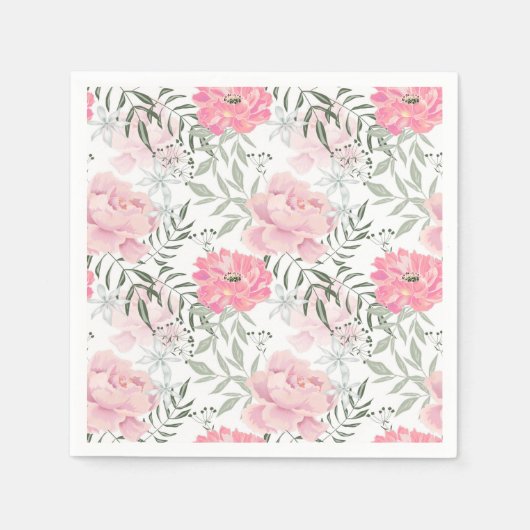 Rosa Blume Rosa Zitronen Blumenstrauß Serviette (Vorderseite)