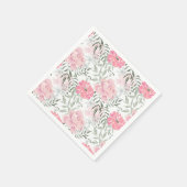 Rosa Blume Rosa Zitronen Blumenstrauß Serviette (Ecke)