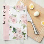 Rosa Blume, Rose, Aquarell-Blume, Ihr Name Geschirrtuch (Viertel Falte)