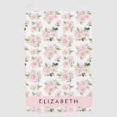 Rosa Blume, Rose, Aquarell-Blume, Ihr Name Golfhandtuch (Vorderseite)