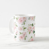 Rosa Blume, Rose, Aquarell-Blume, Ihr Name Kaffeetasse (Vorderseite Links)