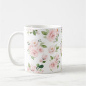 Rosa Blume, Rose, Aquarell-Blume, Ihr Name Kaffeetasse (Links)