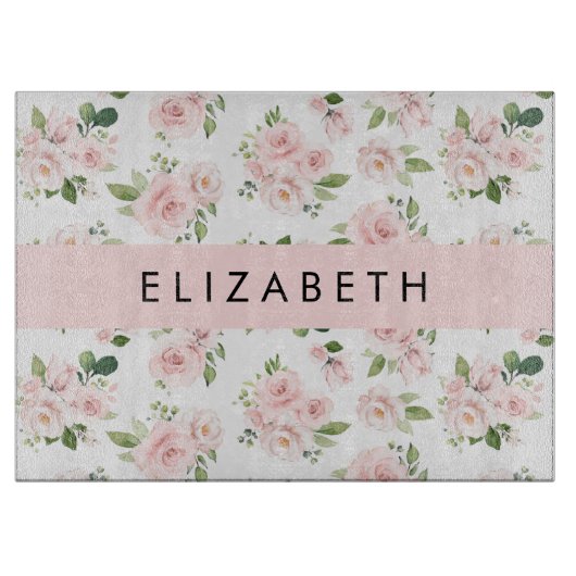 Rosa Blume, Rose, Aquarell-Blume, Ihr Name Schneidebrett (Vorderseite)