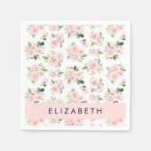 Rosa Blume, Rose, Aquarell-Blume, Ihr Name Serviette (Vorderseite)