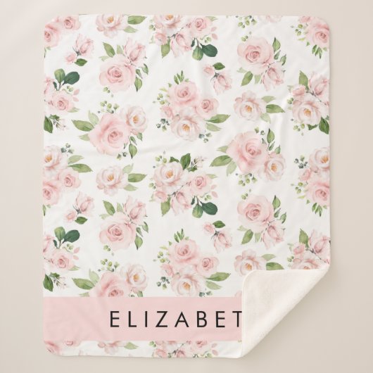 Rosa Blume, Rose, Aquarell-Blume, Ihr Name Sherpadecke (Vorderseite)