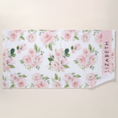 Rosa Blume, Rose, Aquarell-Blume, Ihr Name Strandtuch (Vorderseite)