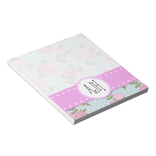 Rosa Blume, Rose, Aquarellfarben, Blume, Monogramm Notizblock (angewinkelt)