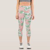 Rosa Blume Rose Garten Bouquet Muster Capri Leggings (Vorderseite)