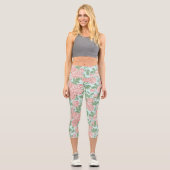 Rosa Blume Rose Garten Bouquet Muster Capri Leggings (Vorderseite)