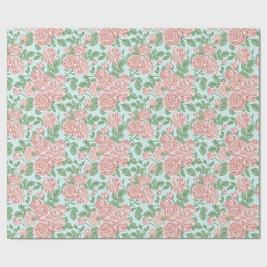 Rosa Blume Rose Garten Bouquet Muster Geschenkpapier (Flach)