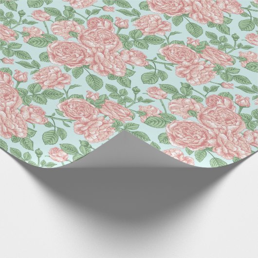 Rosa Blume Rose Garten Bouquet Muster Geschenkpapier (Ecke)