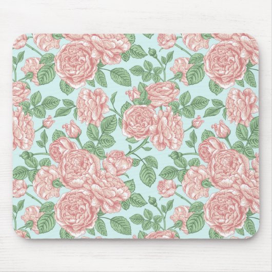 Rosa Blume Rose Garten Bouquet Muster Mousepad (Vorne)