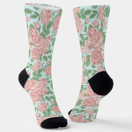 Rosa Blume Rose Garten Bouquet Muster Socken (Gewinkelt)