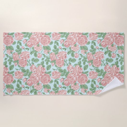 Rosa Blume Rose Garten Bouquet Muster Strandtuch (Vorderseite)