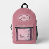 Rosa Blume, Rose, Glitzer Rosa Rucksack (Vorderseite)