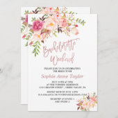 Rosa Blume Rose Gold Bachelorette Wochenende Einladung (Vorne/Hinten)