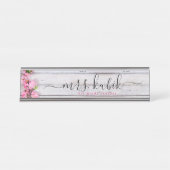 Rosa Blume Rose Gold Lehrer Schreibtisch Namenssch Schreibtischnamensplakette (Vorderseite )