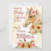 Rosa Blume Rosenblüten auf der Ranch Babydusche Einladung (Vorderseite)