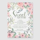 Rosa Blume rot Sage Green Blätter Sweet 16 Magnetkarte (Vorderseite)