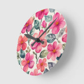 Rosa Blume Runde Wanduhr (Winkel)