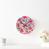 Rosa Blume Runde Wanduhr (Zuhause)