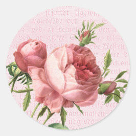 Rosa Blume Runder Aufkleber